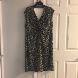 Blue sage deep v cap sleeve dress.